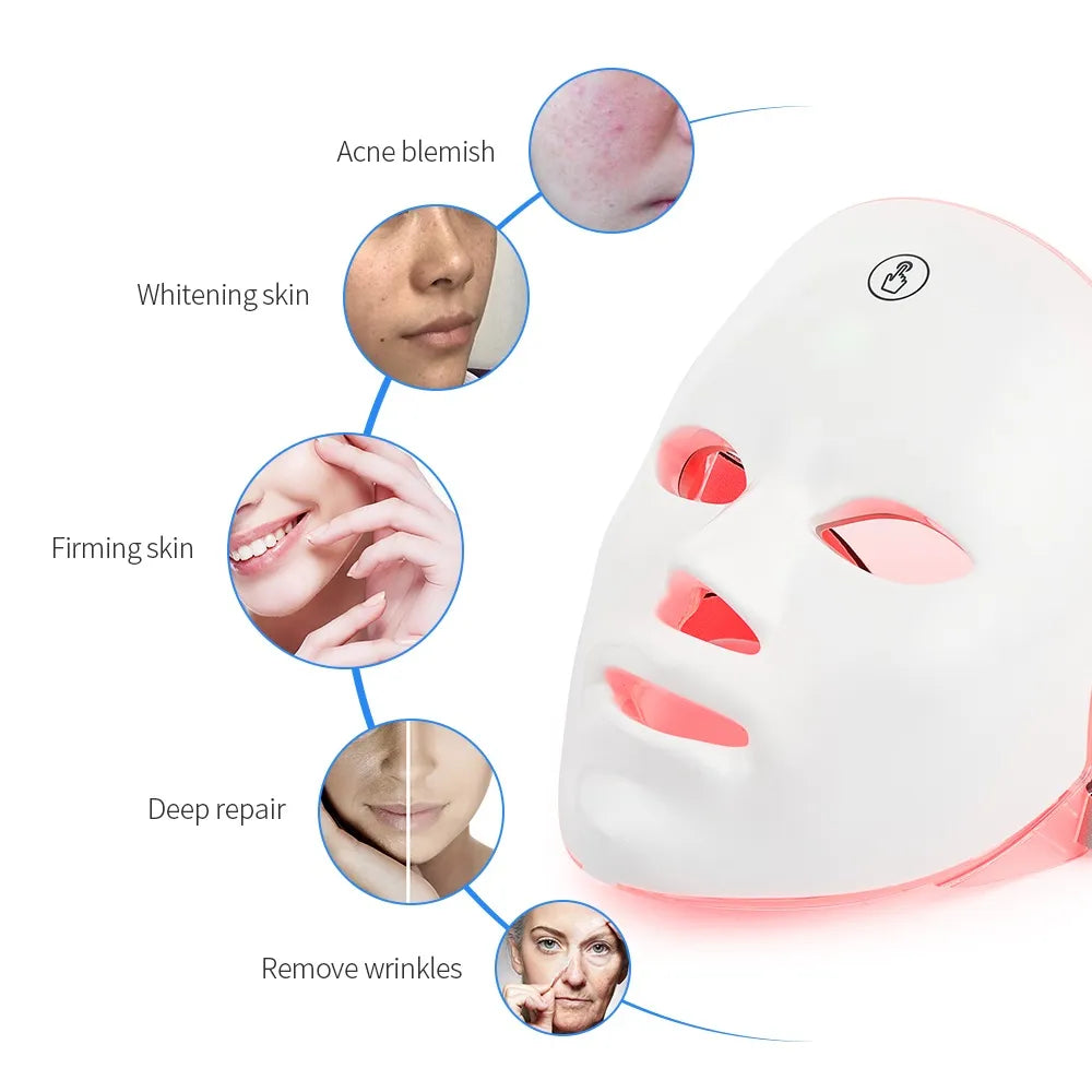 LuminaGlow: Rechargeable 7 Colors LED Facial Mask - Your Home Spa for Skin Rejuvenation and Beauty Enhancement