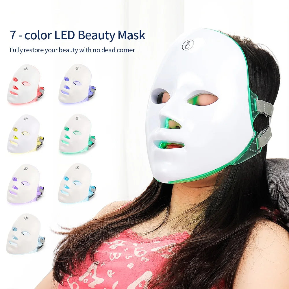 LuminaGlow: Rechargeable 7 Colors LED Facial Mask - Your Home Spa for Skin Rejuvenation and Beauty Enhancement